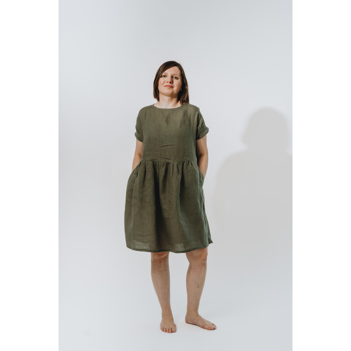 Lisa hørkjole (oliven)