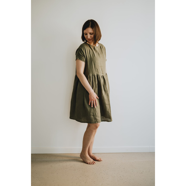 Lisa hørkjole (oliven)