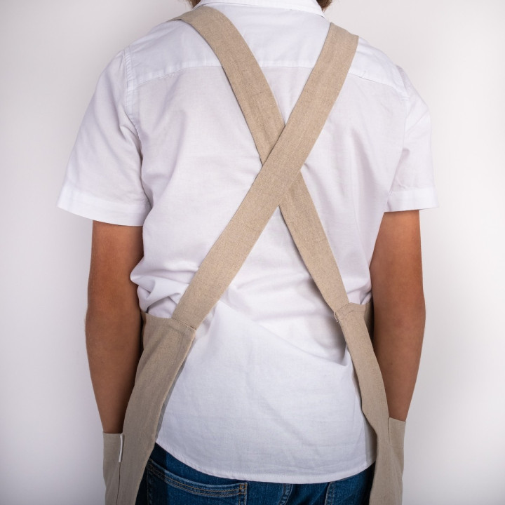 Lotta børneforklæde (naturligt tungt) - med seler