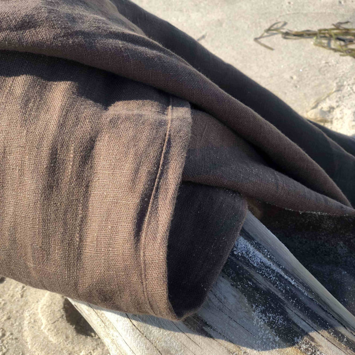 Linned strandhåndklæde (chokolade)