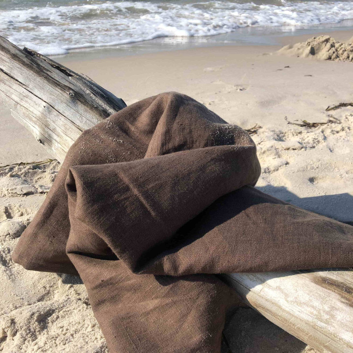 Linned strandhåndklæde (chokolade)