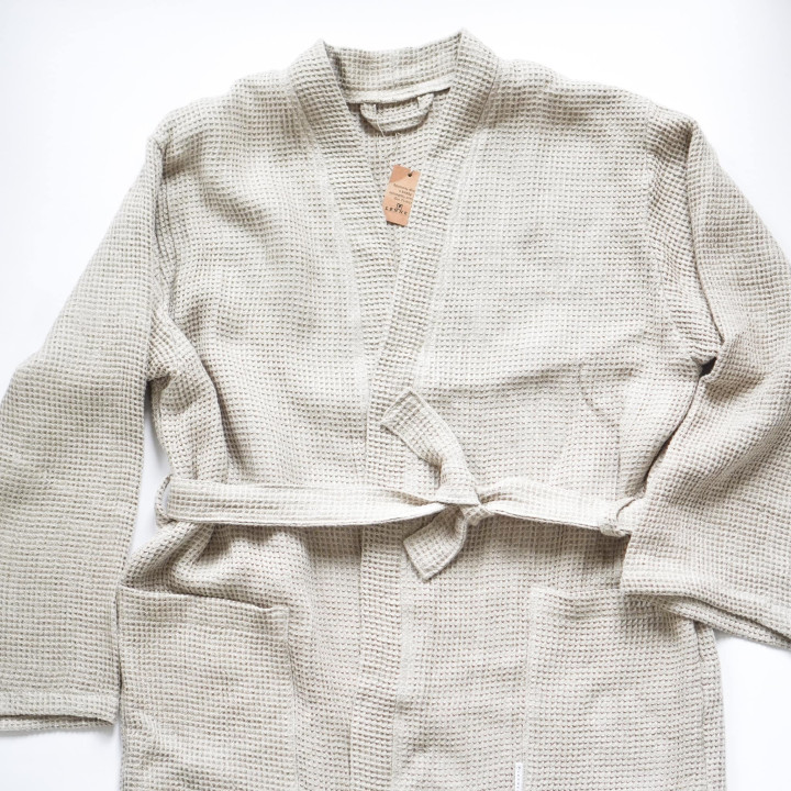 Hør morgenkåbe Absorberende og meget blød|100% linned