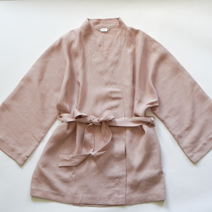 Linned kimono (powder pink) - polsk produkt|Lennea