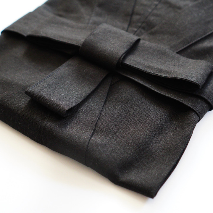 Linned kimono (sort) - klassisk kimono 100% hør|Lennea
