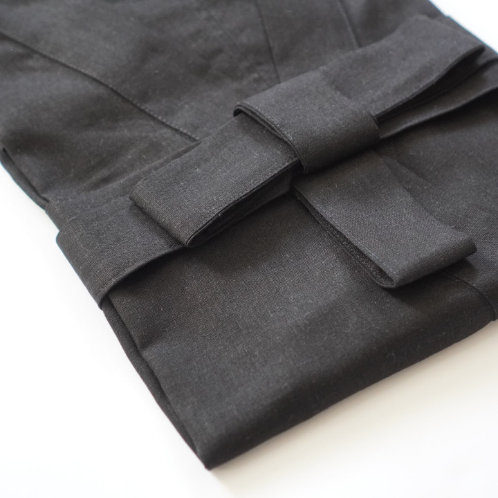 Linned kimono (sort) - klassisk kimono 100% hør|Lennea