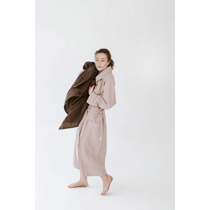 Linned strandhåndklæde (chokolade)