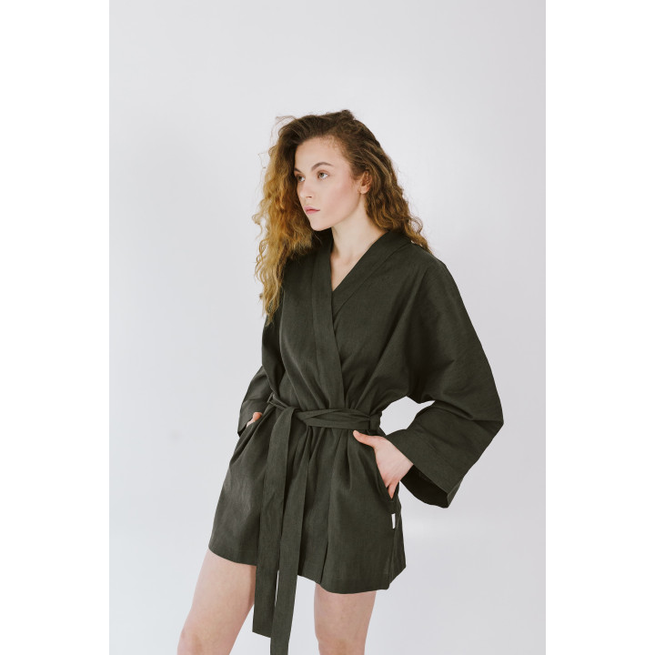 Linned kimono (khaki) - polsk produkt|Lennea