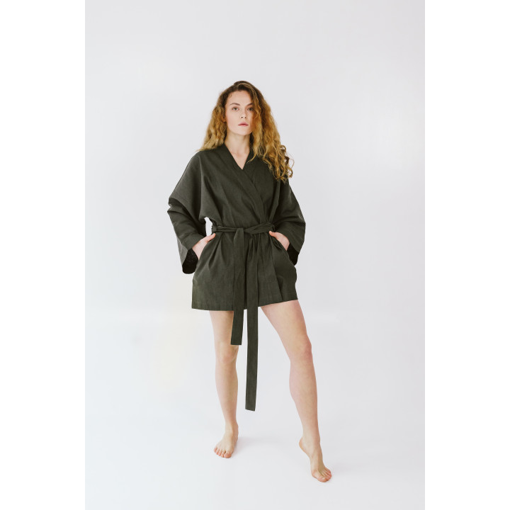Linned kimono (khaki) - polsk produkt|Lennea