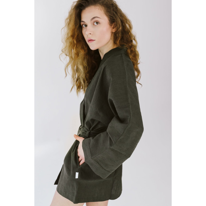 Linned kimono (khaki) - polsk produkt|Lennea
