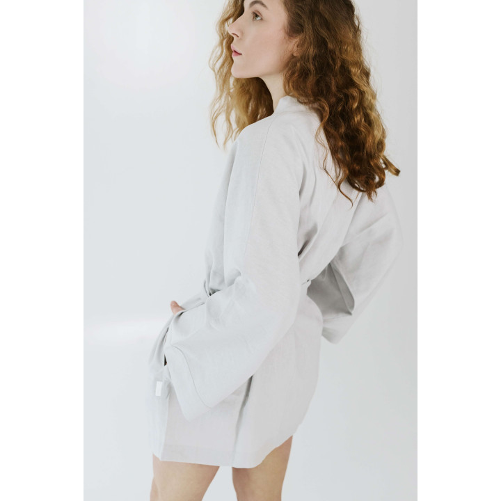 Linned kimono (grå) - lavet i Polen|Lennea