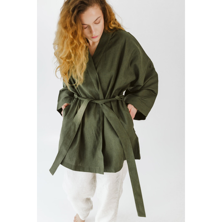 Linned kimono (khaki) - polsk produkt|Lennea