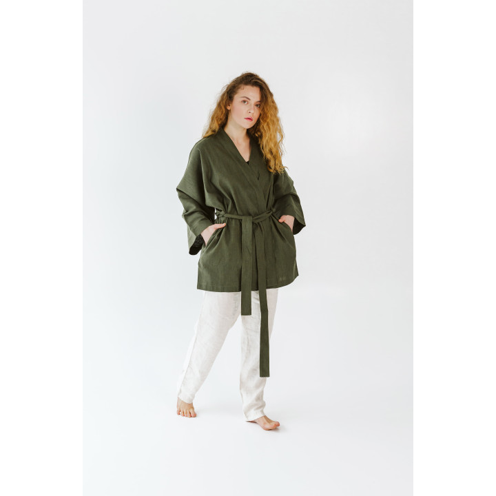 Linned kimono (khaki) - polsk produkt|Lennea