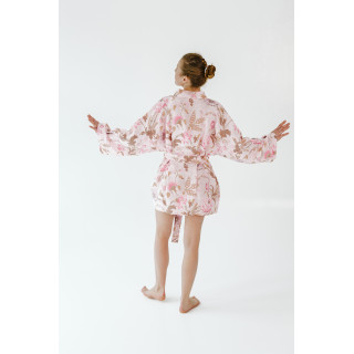 Hørkimono (lyserøde pæoner)