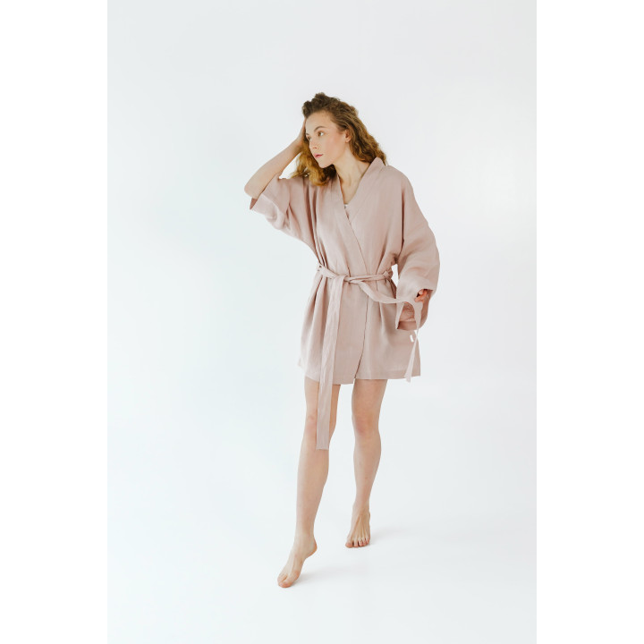 Linned kimono (powder pink) - polsk produkt|Lennea