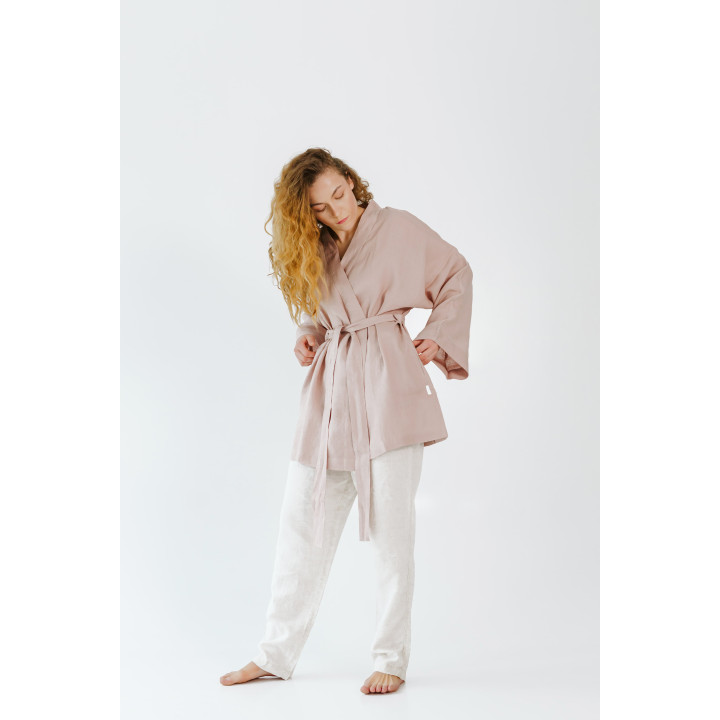 Linned kimono (powder pink) - polsk produkt|Lennea