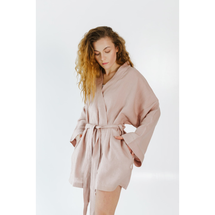 Linned kimono (powder pink) - polsk produkt|Lennea