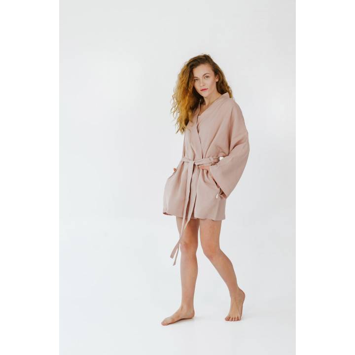 Linned kimono (powder pink) - polsk produkt|Lennea