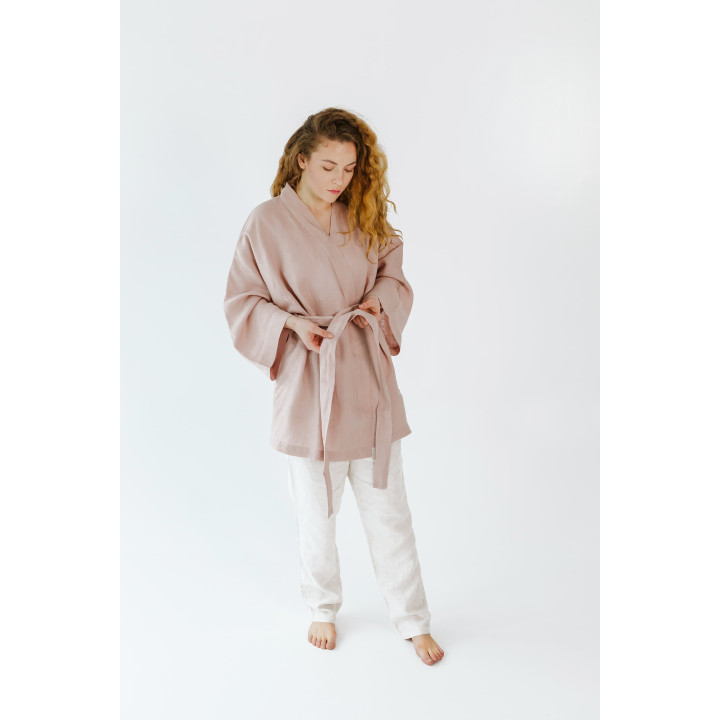 Linned kimono (powder pink) - polsk produkt|Lennea
