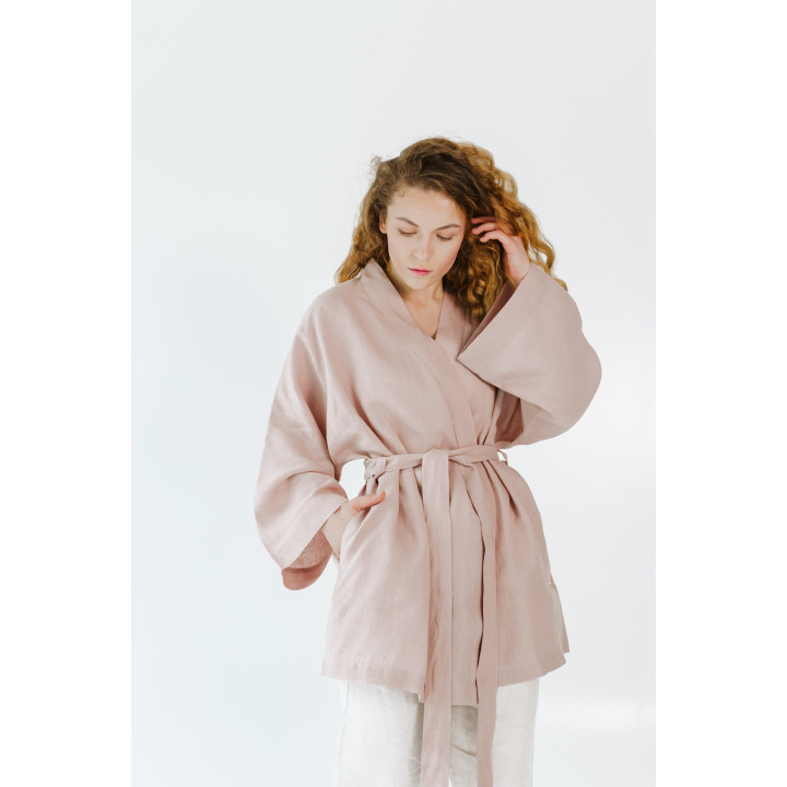 Linned kimono (powder pink) - polsk produkt|Lennea