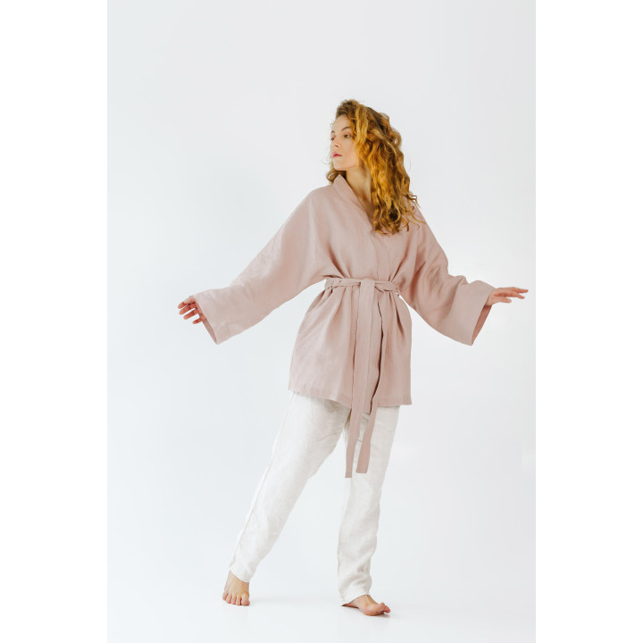 Linned kimono (powder pink) - polsk produkt|Lennea