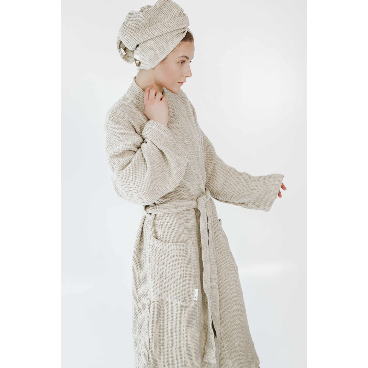 Hør morgenkåbe Absorberende og meget blød|100% linned