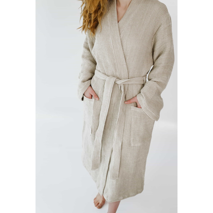 Hør morgenkåbe Absorberende og meget blød|100% linned