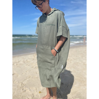 Lniane ponczo plażowe (oliwkowe) rozmiar ONESIZE