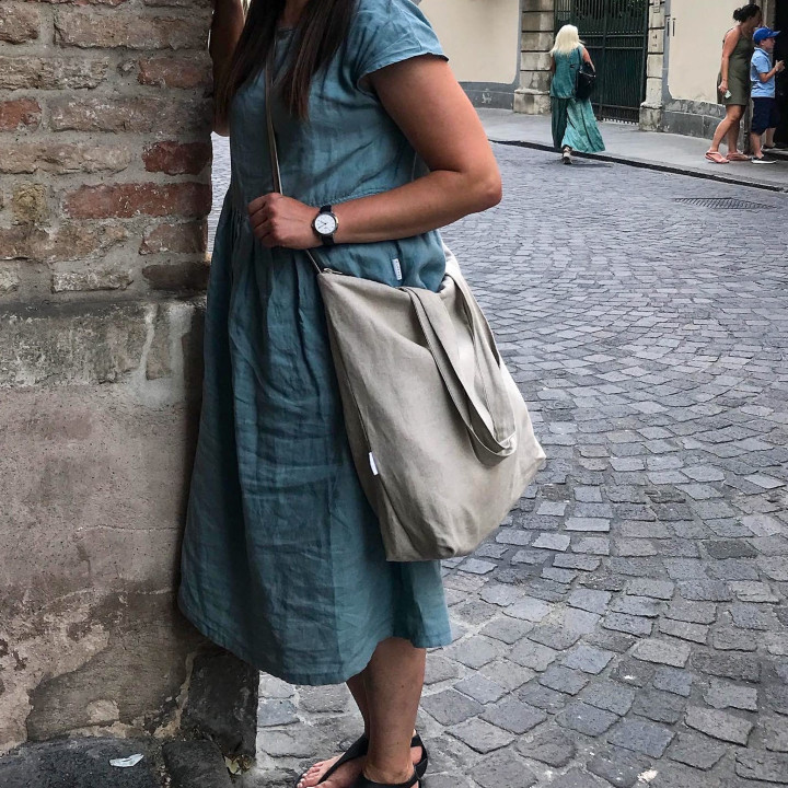 Ida linned taske (naturlig) - shopper taske