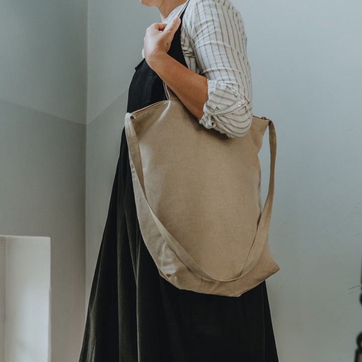 Ida linned taske (naturlig) - shopper taske