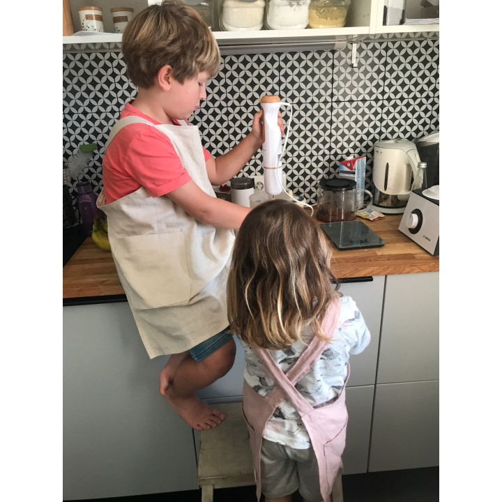 Forklæde til børn (pudderrosa) - linned og behageligt