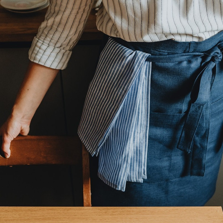 Hørklæde (blå striber)