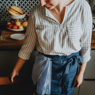 Hørklæde (blå striber)