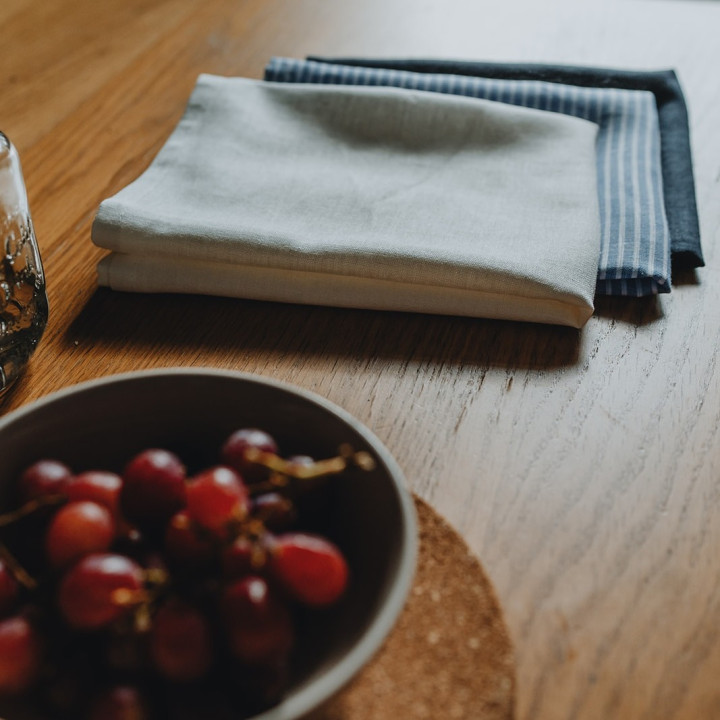 Hørklæde (blå striber)