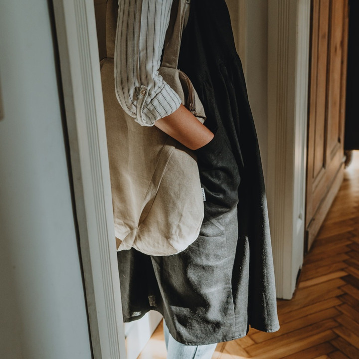 Mia kjole forklæde (sort) - 100% hør