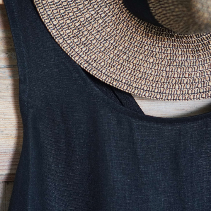 Mia kjole forklæde (sort) - 100% hør