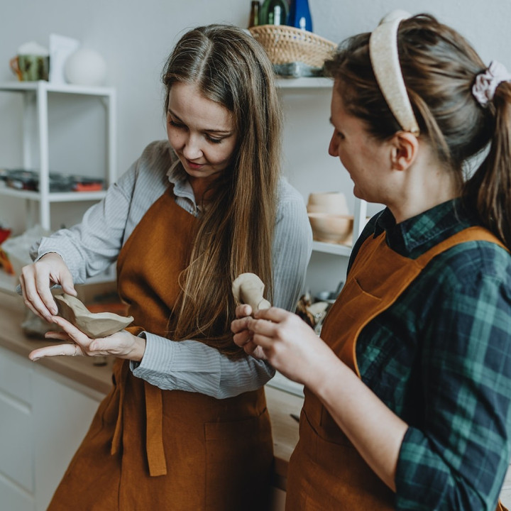 Forklæde til keramik (kanel) - 100% hør