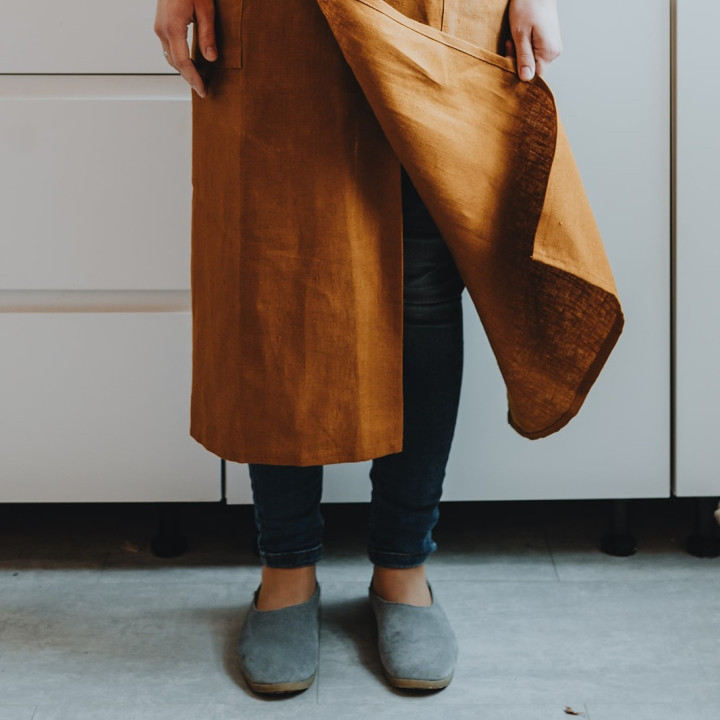 Forklæde til keramik (kanel) - 100% hør